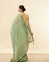 Mohey Women Forest Green Zari Striped Saree
