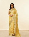 Daisy Yellow Chevron Patterned Zari Work Saree
