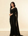 Mohey Women Kohl Black Lattice Patterned Stone Work Saree