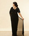 Mohey Women Kohl Black Lattice Patterned Stone Work Saree