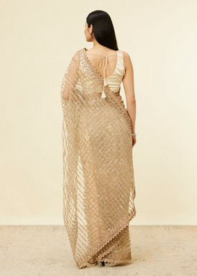 Fawn Sequinned Saree image number 2