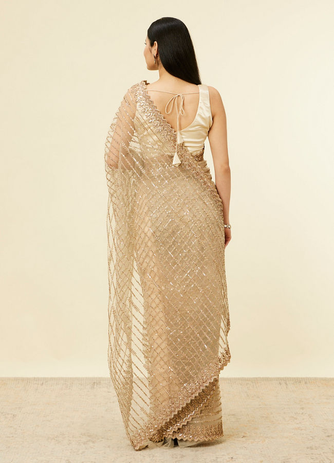 Mohey Women Fawn Sequinned Saree