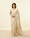 Light Beige Bagh Embroidered Stone Work Saree