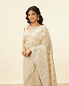 Light Beige Bagh Embroidered Stone Work Saree image number 1