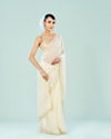 Mohey Women Cream Organza Splendor Saree