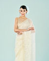 Mohey Women Cream Organza Splendor Saree