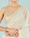 Mohey Women Cream Organza Splendor Saree