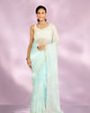 Mohey Women Iridescent Light Blue Organza Saree