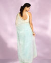 Mohey Women Iridescent Light Blue Organza Saree