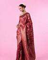Mohey Women Elegant Maroon Banarasi Saree