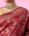 Mohey Women Elegant Maroon Banarasi Saree