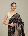 Mohey Women Midnight Black Lotus Leaf Patterned Saree image number 1