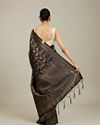 Mohey Women Midnight Black Lotus Leaf Patterned Saree