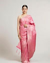 Bubblegum Pink Leaf Patterned Saree
