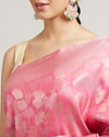 Mohey Women Bubblegum Pink Leaf Patterned Saree