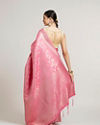 Mohey Women Bubblegum Pink Leaf Patterned Saree