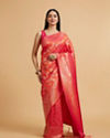 alt message - Mohey Women Orange Festive Radiance Saree image number 0