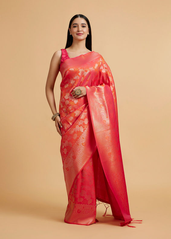 Mohey Women Orange Festive Radiance Saree