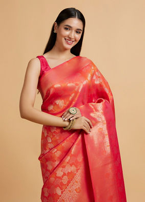 Mohey Women Orange Festive Radiance Saree image number 1