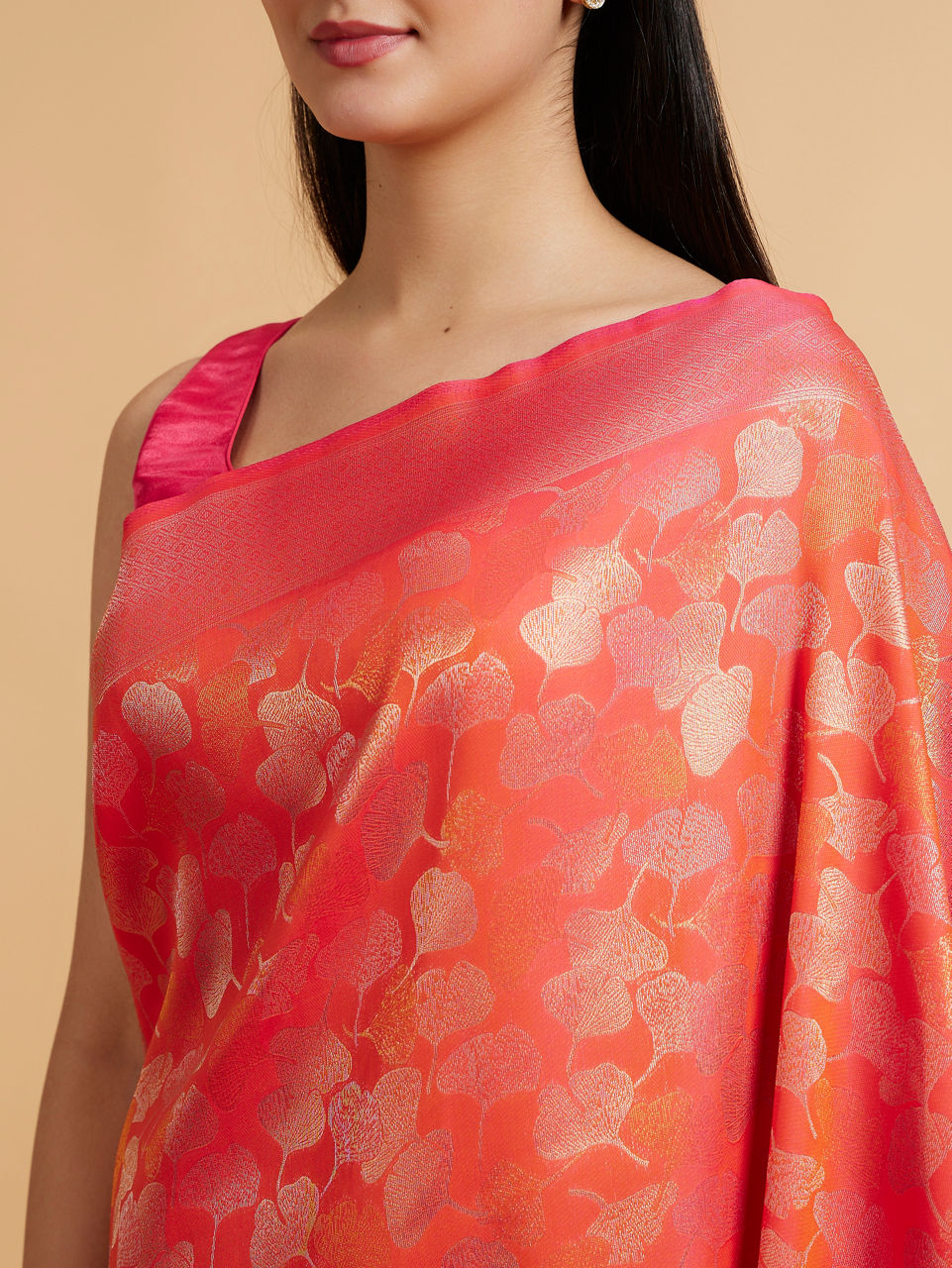 Mohey Women Orange Festive Radiance Saree