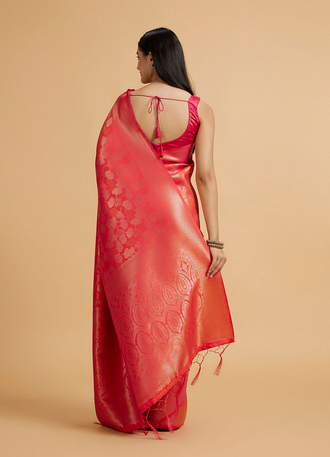 alt message - Mohey Women Orange Festive Radiance Saree image number 4