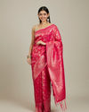 Mohey Women Rani Pink Lotus Leaf Patterned Saree image number 0