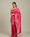 Mohey Women Rani Pink Lotus Leaf Patterned Saree