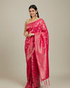 Mohey Women Rani Pink Lotus Leaf Patterned Saree image number 2