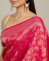 Mohey Women Rani Pink Lotus Leaf Patterned Saree