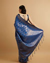 Mohey Women Indigo Blue Leaf Patterned Saree