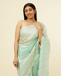 Mohey Women Light Blue Stone Embellished Saree