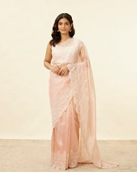 Mohey Women Blush Pink Stone Embellished Saree