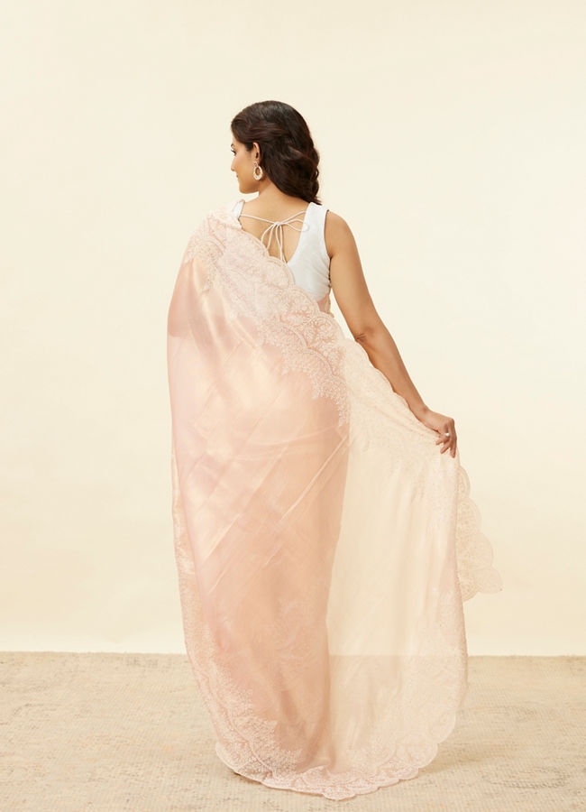 Blush Pink Stone Embellished Saree image number 2