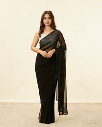 Mohey Women Onyx Black Stone Embellished Saree