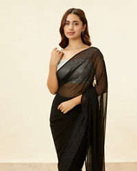 Mohey Women Onyx Black Stone Embellished Saree