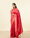 Mohey Women True Red Zari Jaal Patterned Saree