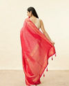 Mohey Women True Red Zari Jaal Patterned Saree