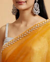 alt message - Mohey Women Dazzling Mustard Yellow Organza Saree image number 3