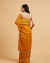 Mohey Women Mustard Yellow Saree with Leaf Patterned Border & Rhinestone Work