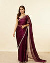 Wine Red Stone Embellished Saree image number 0