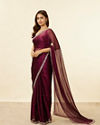 Mohey Women Wine Red Stone Embellished Saree