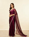 Wine Red Stone Embellished Saree image number 3