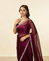 Mohey Women Wine Red Stone Embellished Saree