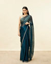 Peacock Blue Stone Embellished Saree image number 0