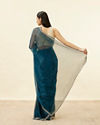 Peacock Blue Stone Embellished Saree image number 2