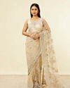 Beige Floral Bel Buti Embroidered Saree