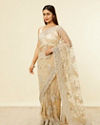 Beige Floral Patterned Stone Work Saree image number 3