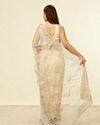 alt message - Mohey Women Beige Floral Bel Buti Embroidered Saree image number 2