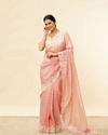 Conch Shell Pink Floral Bordered Saree image number 0