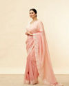 Conch Shell Pink Floral Bordered Saree image number 3